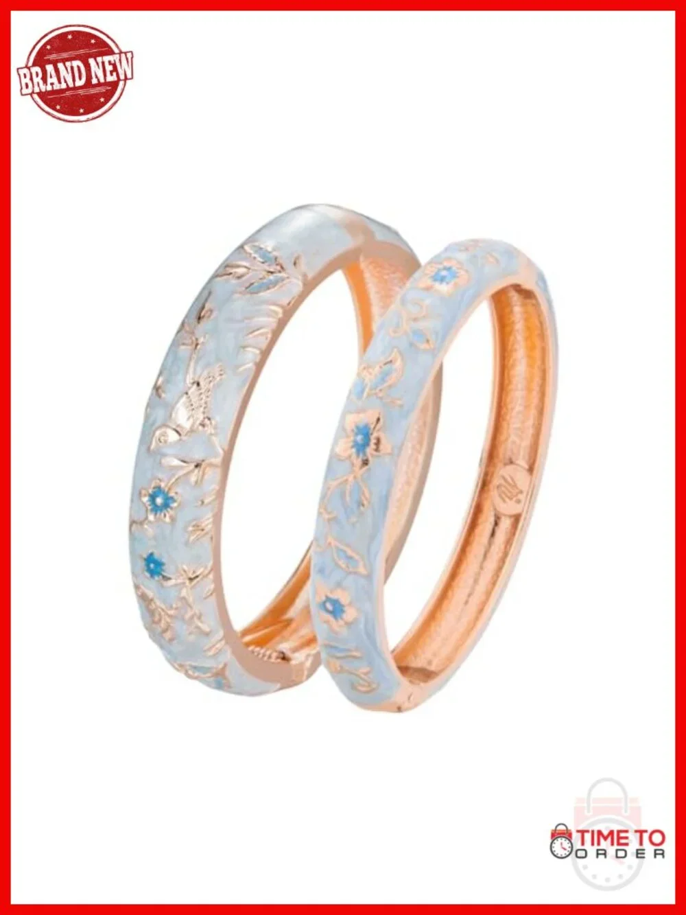 Enamel Bird Floral Spring Hinged Bangle Bracelet Crystal Rhinestone Alloy